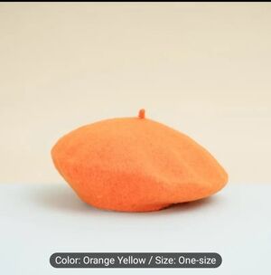 Orange Yellow Beret Knit Hat